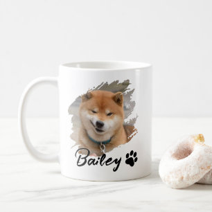 Pet's Simple Modern Cool Typography Name and Photo Coffee Mug