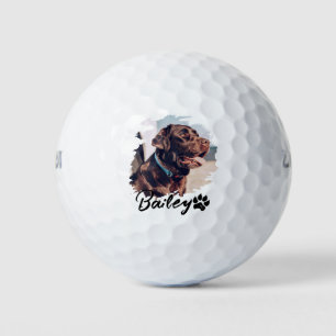 Pet's Simple Modern Cool Typography Name and Photo Golf Balls