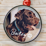 Pet's Simple Modern Cool Typography Name and Photo Metal Tree Decoration<br><div class="desc">This simple and modern design is composed of modern simple playful script typography. Add custom pet photo.</div>
