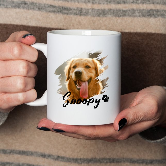 Pet's Simple Modern Cool Typography Name and Photo Mug (Creator Uploaded)