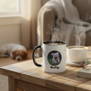 Pet's Simple Modern Cool Typography Name and Photo Mug
