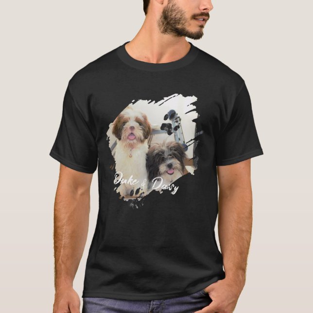 Pet's Simple Modern Cool Typography Name and Photo T-Shirt (Front)