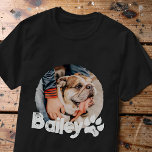 Pet's Simple Modern Cool Typography Name and Photo T-Shirt<br><div class="desc">Show off your furry best friend with this custom pet photo shirt featuring your dog or cat’s picture and name. Designed with a bold circular photo layout and playful paw print detail, this personalized pet t-shirt lets pet parents wear their love proudly. Simply upload your favorite pet photo and add...</div>