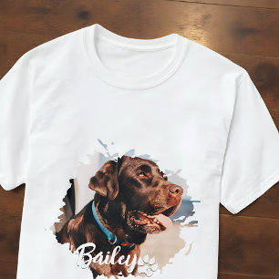 Pet's Simple Modern Cool Typography Name and Photo T-Shirt