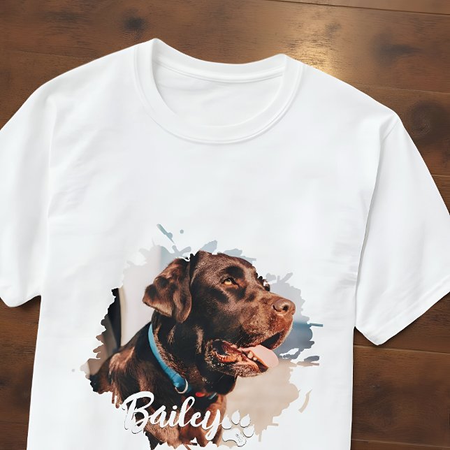 Pet's Simple Modern Cool Typography Name and Photo T-Shirt (Creator Uploaded)