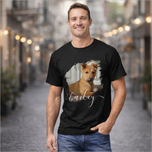 Pet's Simple Modern Cool Typography Name and Photo T-Shirt