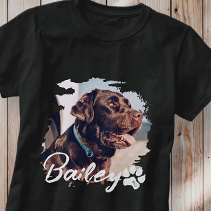 Pet's Simple Modern Cool Typography Name and Photo T-Shirt