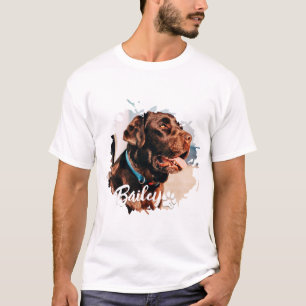 Pet's Simple Modern Cool Typography Name and Photo T-Shirt