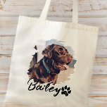 Pet's Simple Modern Cool Typography Name and Photo Tote Bag<br><div class="desc">This simple and modern design is composed of modern simple playful script typography. Add custom pet photo.</div>