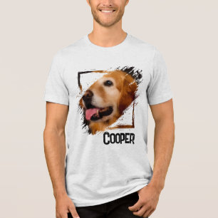 Pet's Simple Modern Cool Typography Name and Photo Tri-Blend Shirt