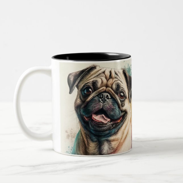 Pet's Simple Modern Cool Typography Name and Photo Two-Tone Coffee Mug (Left)
