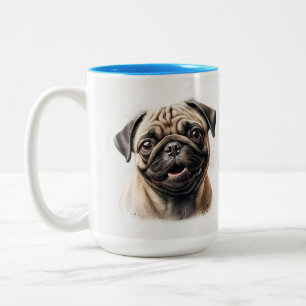 Pet's Simple Modern Cool Typography Name and Photo Two-Tone Coffee Mug