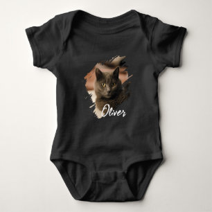 Pet's Simple Modern custom Name and photo  Baby Bodysuit