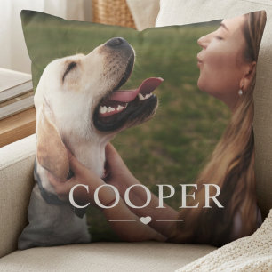 Pet's Simple Modern Elegant Chic Name and Photo  Cushion