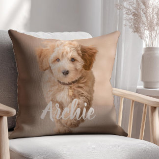Pet's Simple Modern Name and Photo Cushion
