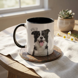 Pet's Simple Modern Name and Photo Mug