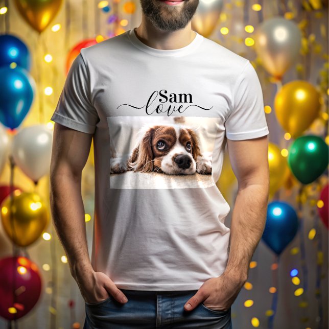 Pet's Simple Modern Name and Photo T-Shirt (Creator Uploaded)