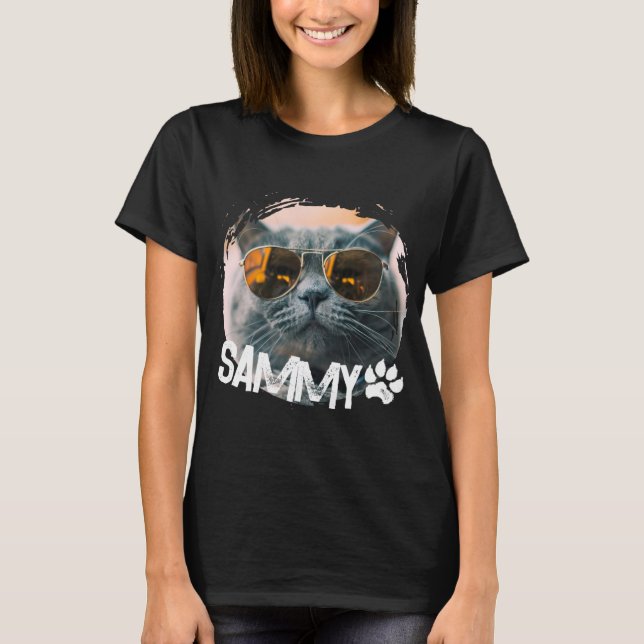 Pets Simple Modern Nge Cool Name And Photo  T-Shirt (Front)
