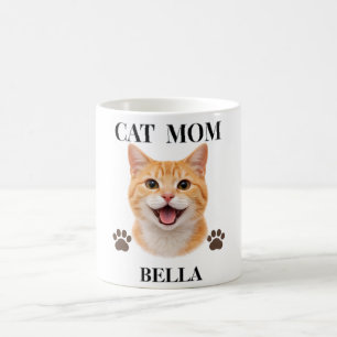 Pet's Simple Modern Typography Cat Name and Photo Coffee Mug