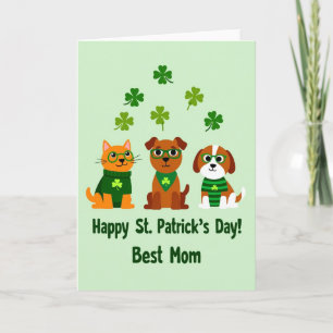 Pets St Patricks Day Best Mom Card