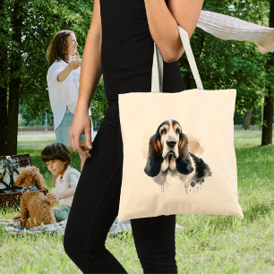  Pets Watercolor Basset Hound  Tote Bag
