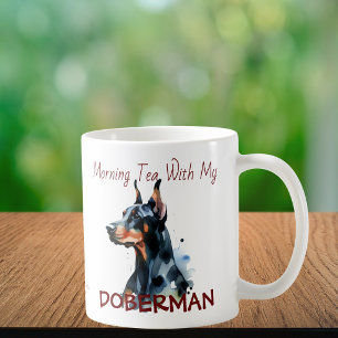  Pets Watercolor Doberman  Black Personalise Coffee Mug