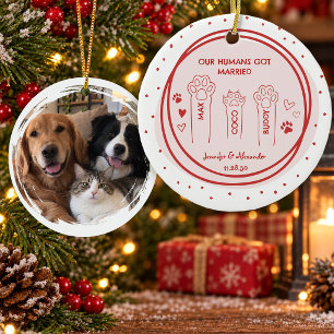 Pets Wedding Photo Double Sided Ceramic Tree Decoration
