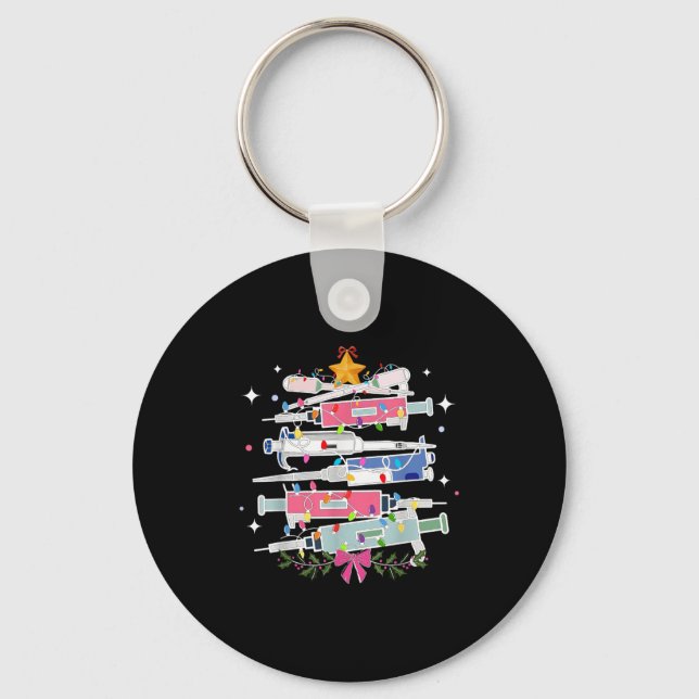 Pette Laboratory Christmas Tree Lights Med Laborat Key Ring (Front)