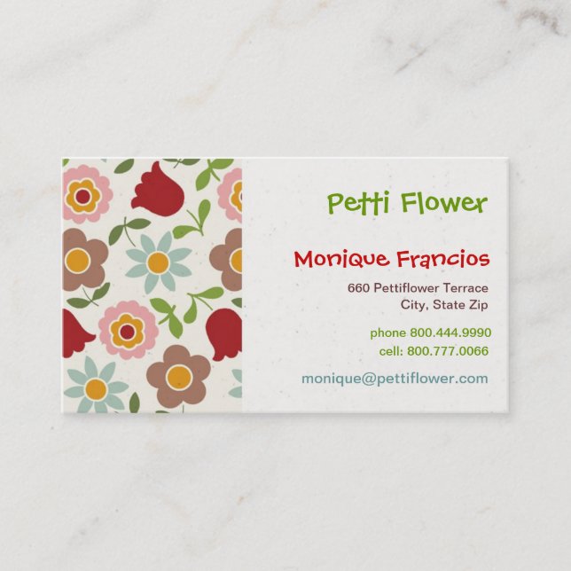 Petti Flower - Cream - Business Card (Front)