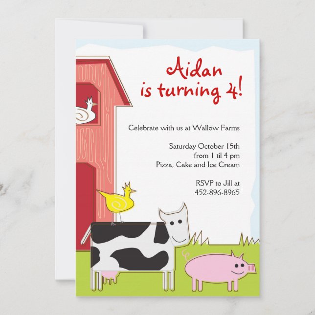 Petting Farm Party Invitation (Front)