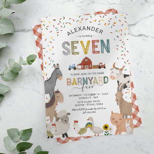 Petting Zoo 7th Birthday Party Invitation