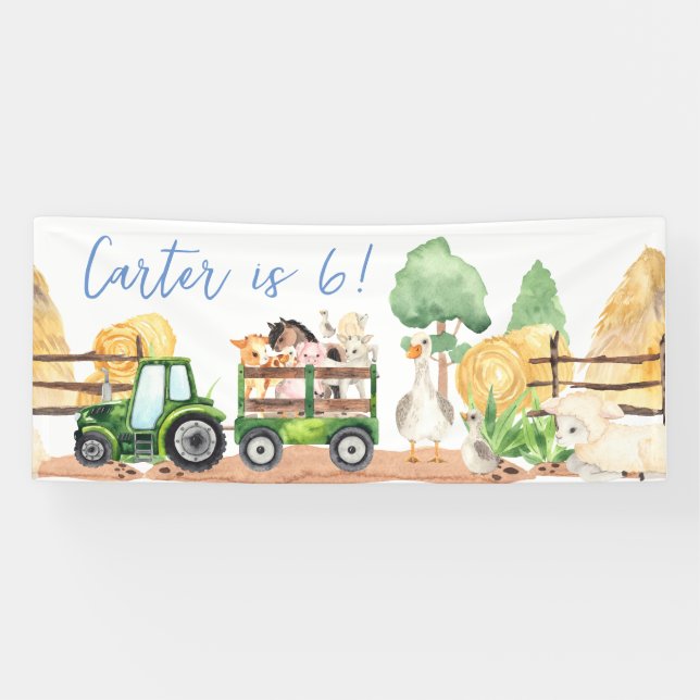 Petting Zoo Farm Animal Birthday Party Banner (Horizontal)