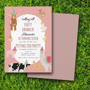 Petting Zoo Party Animals Barnyard Birthday Girl Invitation