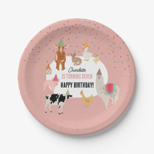Petting Zoo Party Animals Barnyard Birthday Girl Paper Plate