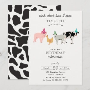 Petting Zoo Party Animals Barnyard Birthday Kids Invitation