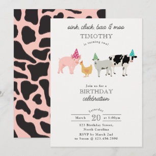 Petting Zoo Party Animals Barnyard Birthday Kids Invitation