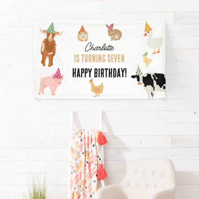 Petting Zoo Party Animals Barnyard Birthday Theme Banner (Insitu)