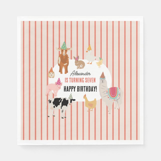 Petting Zoo Party Animals Barnyard Birthday Theme Napkin (Front)