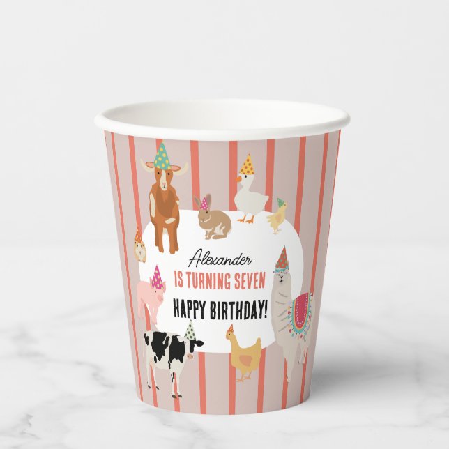 Petting Zoo Party Animals Barnyard Birthday Theme Paper Cups (Front)