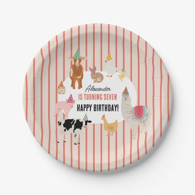 Petting Zoo Party Animals Barnyard Birthday Theme Paper Plate (Front)