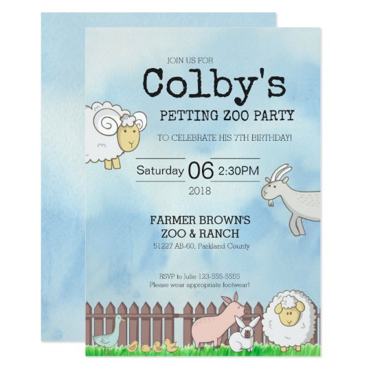 Petting Zoo Party Invitation | Zazzle.co.uk