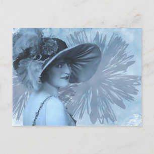 PETULA, 1910s LADY IN BIG HAT: BLUE Postcard