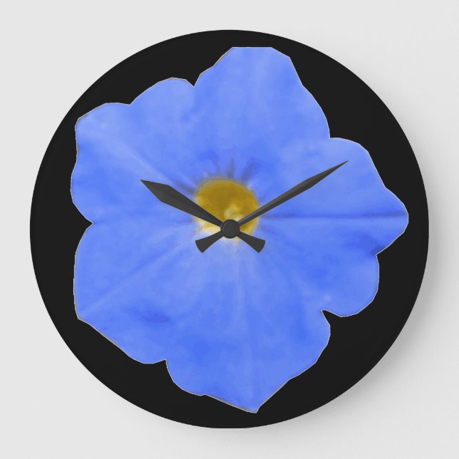 Petunia Blue and Yellow Wall Clock (Front)