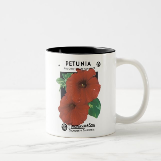 Petunia Fire Chief Dwarf Seed Packet, F. Lagomarsi Two-Tone Coffee Mug (Right)