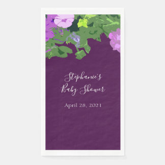 Petunia Floral Eggplant Purple Baby Shower Pretty Napkin