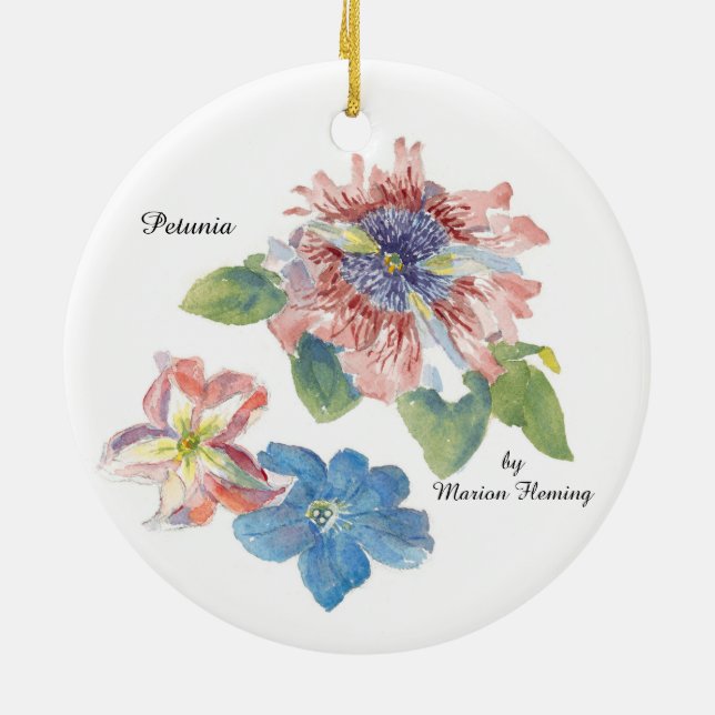Petunia Flower Ceramic Tree Decoration (Back)