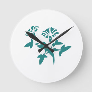 Petunia Flower Stylised Round Clock