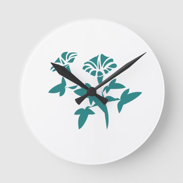 Petunia Flower Stylized Round Clock (Front)