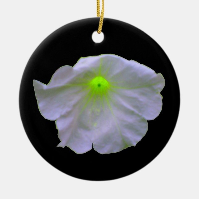 Petunia Green Glow Custom Birthday Ceramic Tree Decoration (Front)