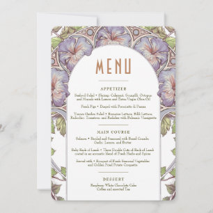 Petunia Menu Wedding Vintage Art Nouveau by Mucha Invitation